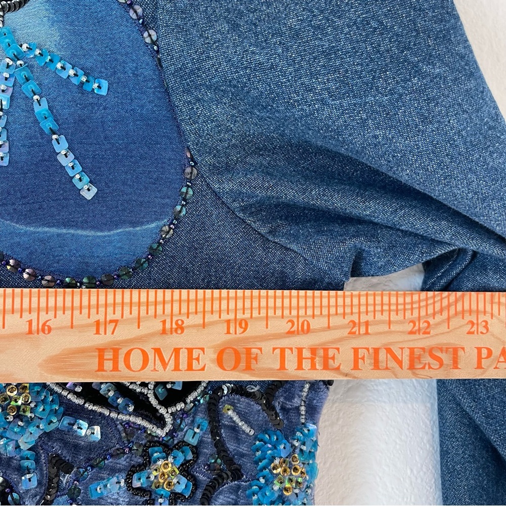 Vintage Anage Jean Jacket with Floral and Beaded Embellishments - Picture 7 of 13